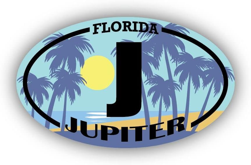 J יופיטר פלורידה | מדבקות ציון דרך בחוף | אוקיינוס, ים, אגם, חול, גלישה, לוח ההנעה | מושלם למכוניות, חלונות, מחשבים ניידים, צלוחיות, בקבוקי